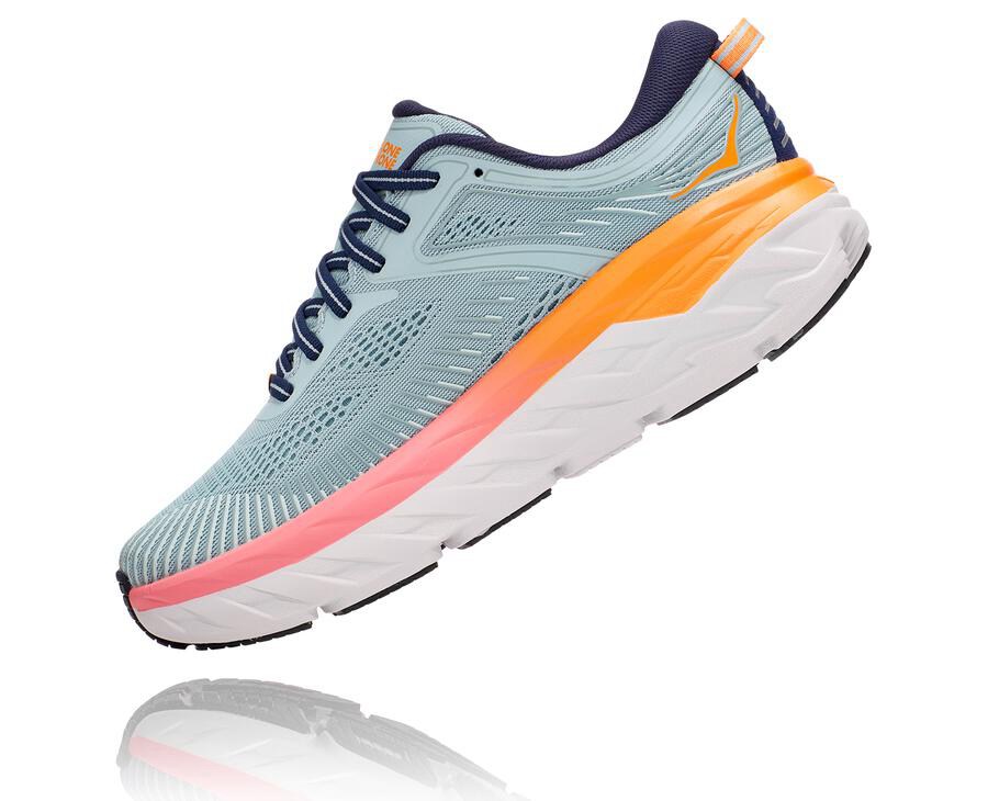 Running Shoes Womens - Hoka One One Bondi 7 - Blue - TUFNLPI-50